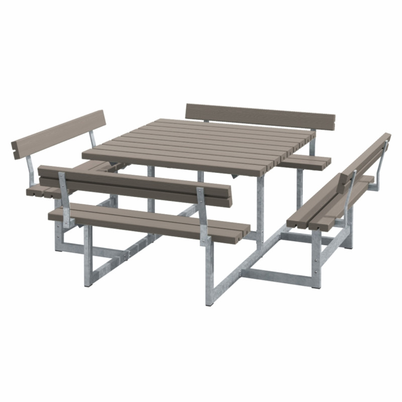 Plus Picnic Bord Bænkesæt     Ryglæn 224 Cm Gråbrun 188812-18