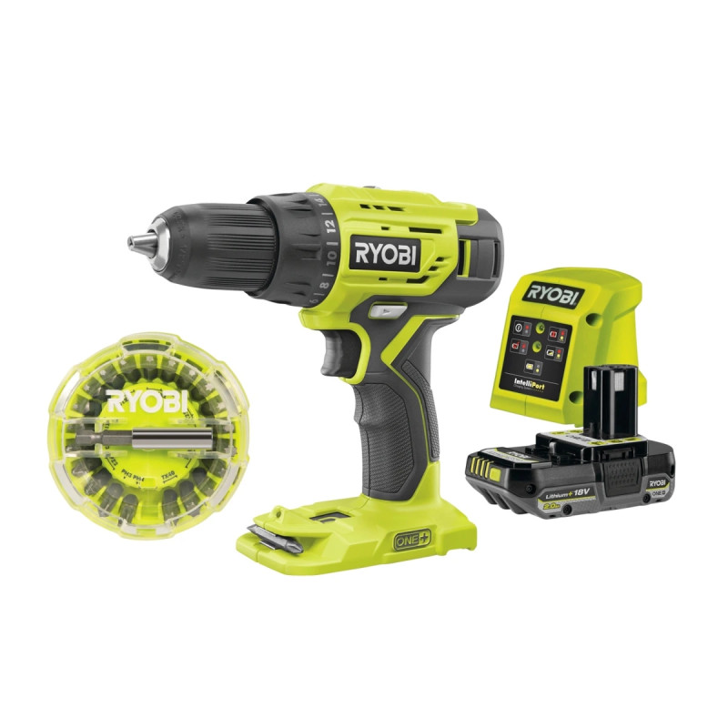 Ryobi One  R18dd4-1c20co Boremaskine Akku Med Batteri Og Lader