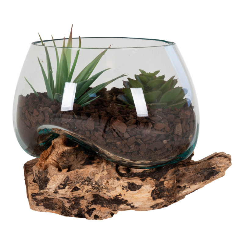 Vanddråbe   Glas Med Træfod ø15xh15 Cm 4501055