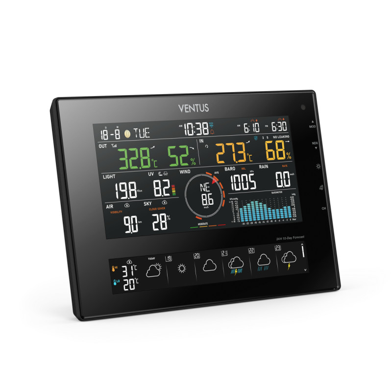 Ventus W850 Wi-fi Vejrstation Med Vind  Regn Og 10 Dages Vejrudsigt