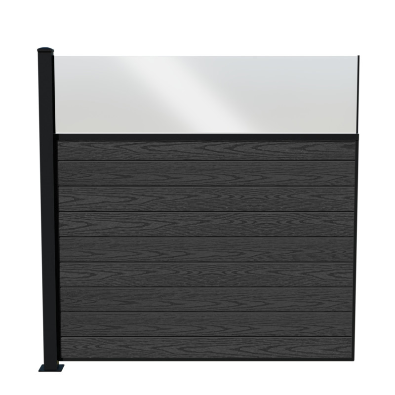 Wimex Fag Med Glas Fur Classic T180  -profil Wpc Koksgrå Pulverlak Stolpe    Fod 1800